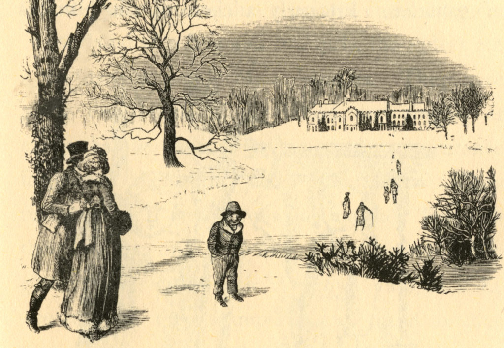 Illustration of Bracebridge, the fictional estate of Washington Irving's "Old Christmas"