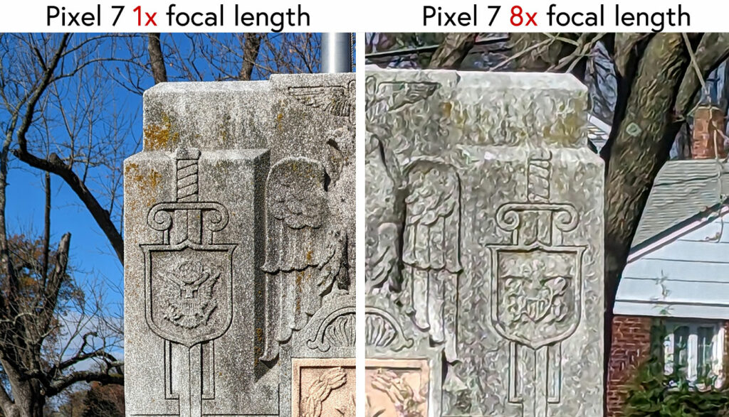 Comparative photos of Pixel 7 focal lengths