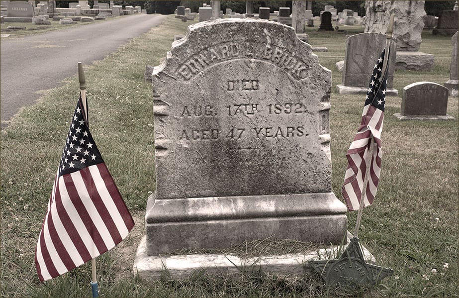 Grave stone of Edward Brick, who wrote Civil War letters to Lizzie Brick.