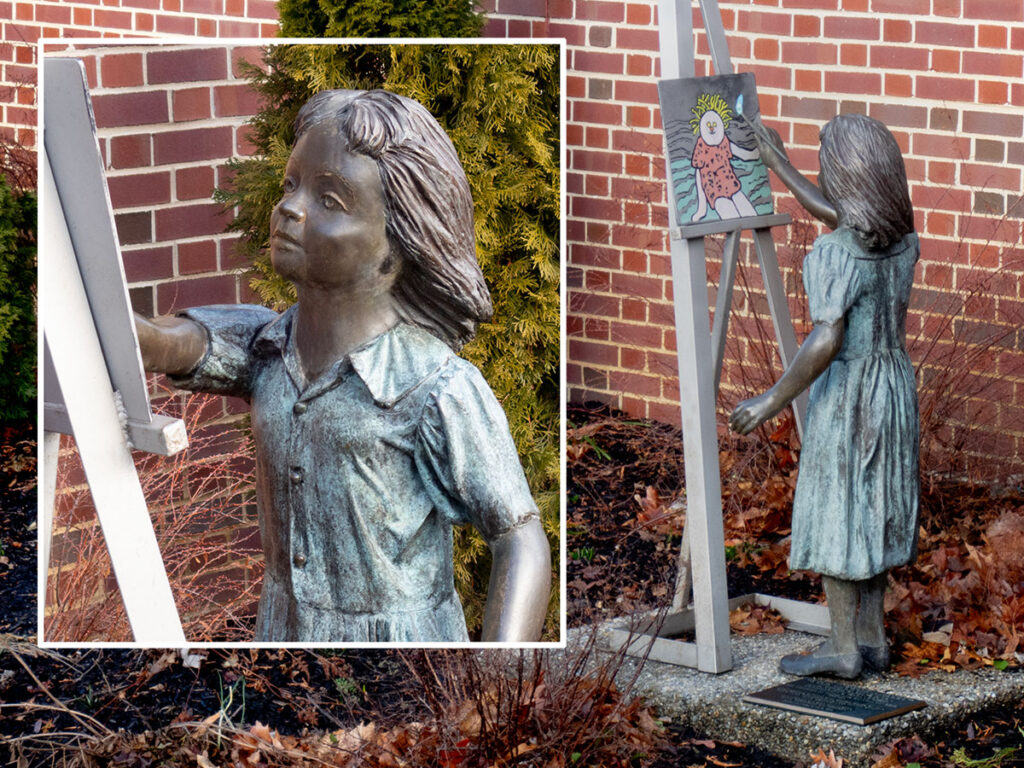 A sculpture at the Tatem School in Haddonfield, NJ, memorializing the late Hillary Johnson, an art teacher.