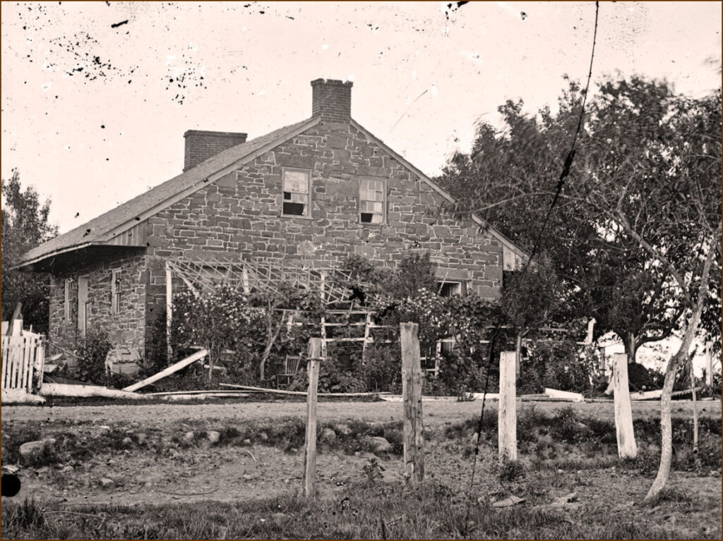 The Thompson Farmhouse on the Civil War battlefield.